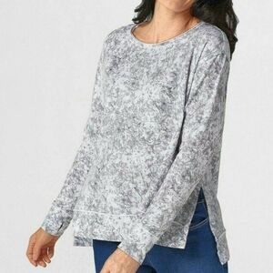 QVC Rachel Hollis Ltd Made For More Sweatshirt Thumbholes Womens Sz L Gray Soft